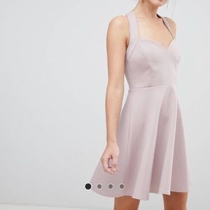 halter neck skater mini dress w sweetheart neck